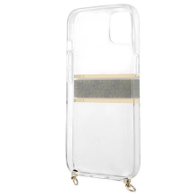  RETURNED ITEM Guess GUHCP13SKC4GBGO iPhone 13 mini 5.4&quot; Transparent hardcase 4G Brown Strap Gold Chain