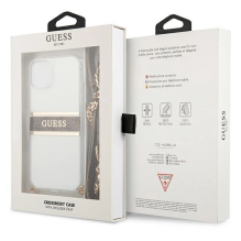  RETURNED ITEM Guess GUHCP13SKC4GBGO iPhone 13 mini 5.4&quot; Transparent hardcase 4G Brown Strap Gold Chain