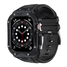 GRĄŽINAMAS PREKĖS Kingxbar CYF140 2in1 šarvuotas dėklas Apple Watch 9, 8, 7 (45 mm) pagamintas iš nerūdijančio plieno su