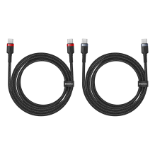 Baseus Cafule USB-C / USB-C 100W laidas 2 m - raudona-juoda ir juodai pilka (2 vnt.)