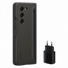  RETURNED ITEM Silicone Case Set for Samsung Galaxy Z Fold 5 Slim Case with Stylus + 25W USB C Wall Charger - Black