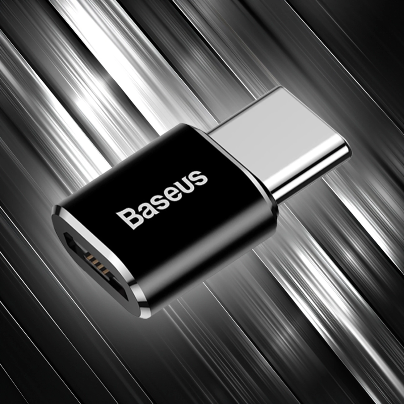 Baseus Mini Micro USB į USB-C adapteris – juodas