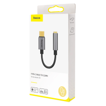 Baseus L54 adapteris USB-C ausinėms / mini lizdas 3,5 mm DAC 24 bitai 48 KHz - pilka