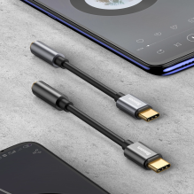 Baseus L54 adapteris USB-C ausinėms / mini lizdas 3,5 mm DAC 24 bitai 48 KHz - pilka