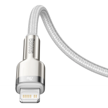 „Baseus Cafule“ serijos metaliniai duomenys USB-C / „Lightning“ 20 W PD laidas, 1 m – baltas