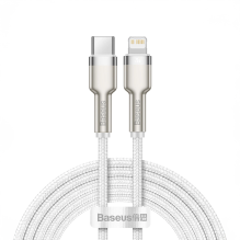 Baseus Cafule serijos metaliniai duomenys USB-C / Lightning 20W PD kabelis 2 m - baltas