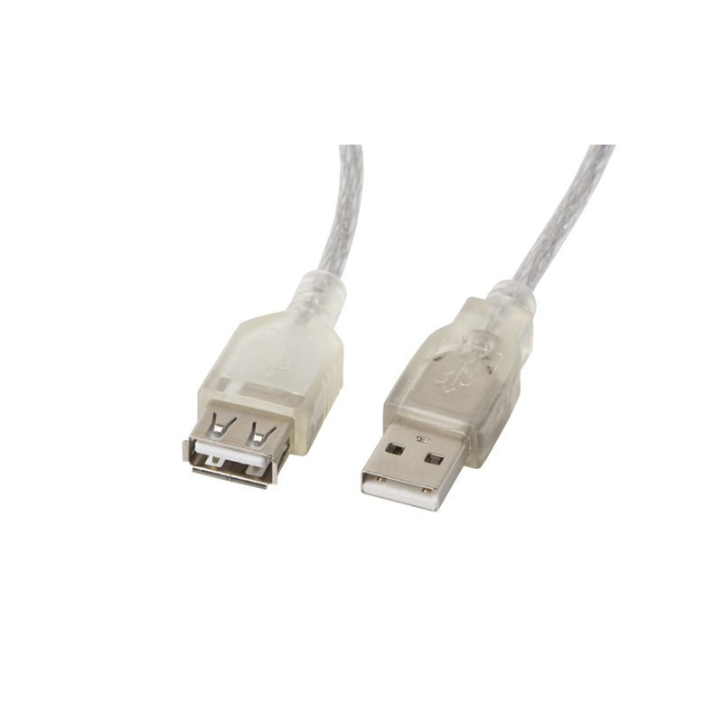 Lanberg CA-USBE-12CC-0018-TR USB kabelis 1,8 m USB 2.0 USB A Skaidrus