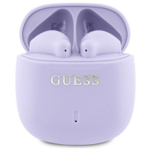 Guess Bluetooth ausinės GUTWSJ14ESGU TWS + prijungimo stotelė violetinė / violetinė spausdintas klasikinis logotipas