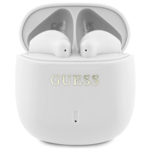 Guess Bluetooth ausinės GUTWSJ14ESGH TWS + prijungimo stotelė balta / balta Spausdintas klasikinis logotipas