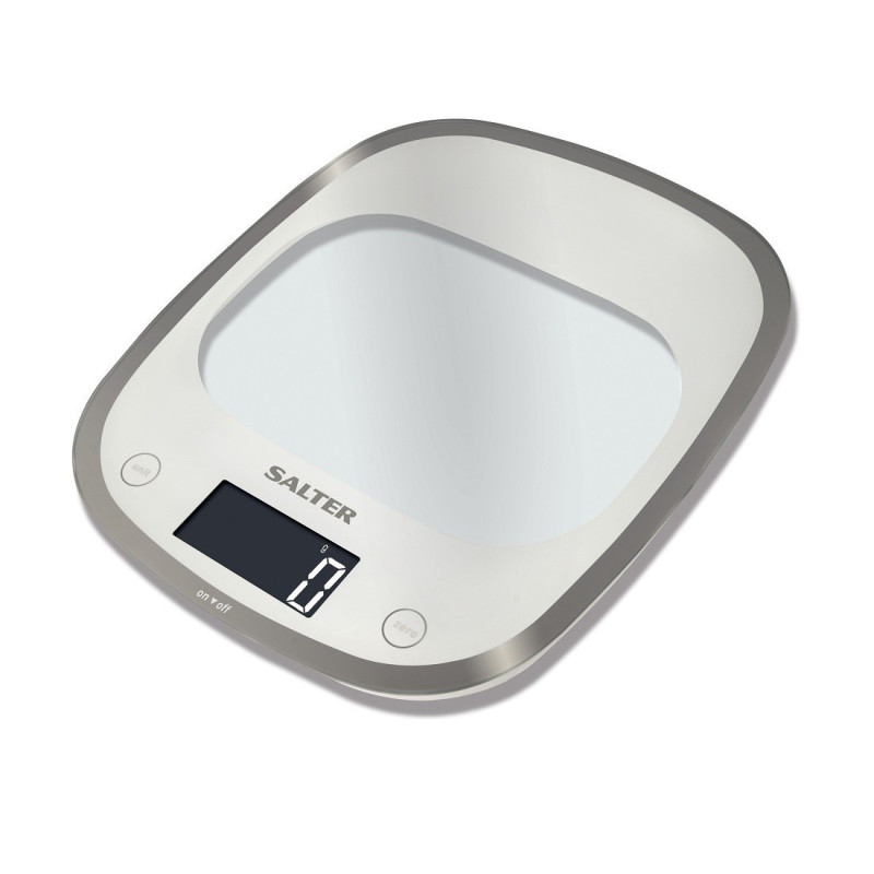 Salter 1050 WHDR White Curve Glass Electronic Digital Kitchen Scales