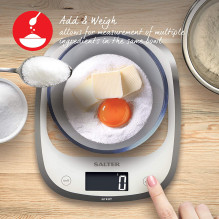 Salter 1050 WHDR White Curve Glass Electronic Digital Kitchen Scales