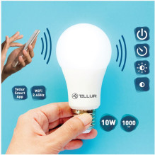 Tellur WiFi Smart Bulb E27, 10W balta / šilta, ryškesnis