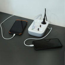 „Tellur Smart WiFi Power Strip 3“ lizdai, PD30W, QC18W, 2xUSB 2.4A 2500W 10A 2m