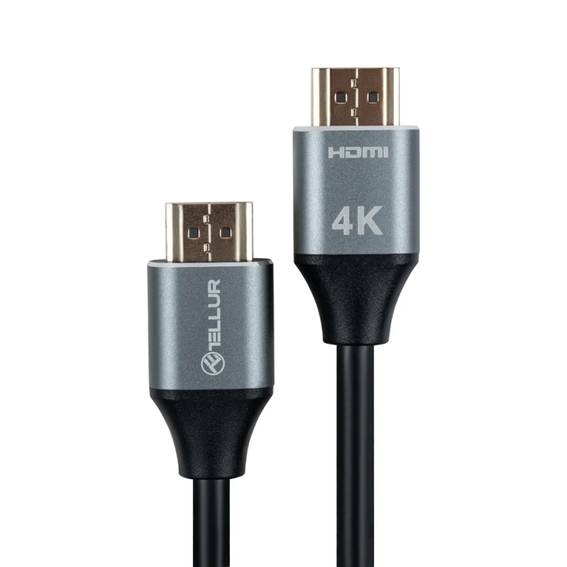 „Tellur“ didelės spartos HDMI 2.0 kabelis, 4K 18Gbps kištukinis kištukas Ethernet paauksuotas 5 m juodas