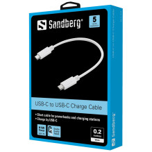 Sandberg 136-30 USB-C į USB-C įkrovimo kabelis 0,2 m baltas