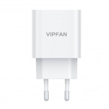 Sieninis įkroviklis Vipfan E04, USB-C, 20W, QC 3.0 + USB-C laidas (baltas)