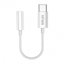 Cable Vipfan L08 USB-C to mini jack 3.5mm AUX, 10cm (white)