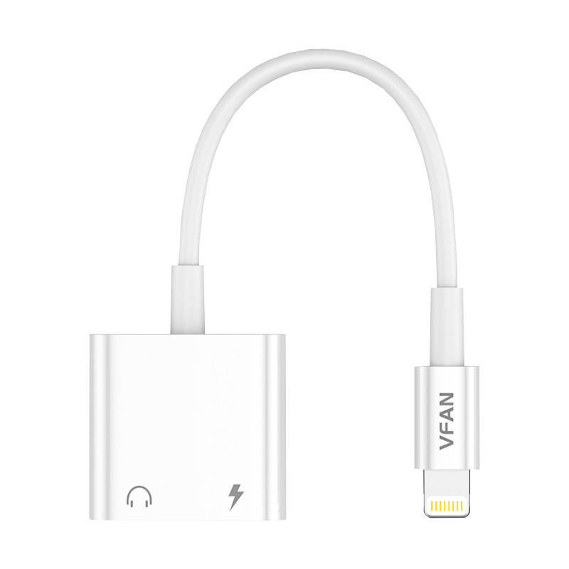 Cable Vipfan L10 Lightning to Lightning + mini jack 3.5mm AUX, 10cm (biały)