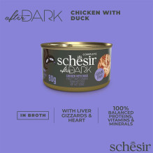 SCHESIR After Dark Chicken fillet with duck in broth - wet cat food - 80g