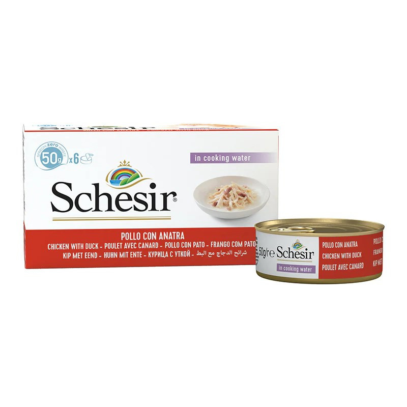 SCHESIR Chicken fillets with duck in broth - wet cat food - 6x50g