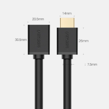 Ugreen HD107 10140 HDMI (Male) - HDMI (Female) 4K Cable 0.5 m - Black