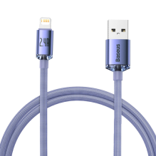 Baseus Crystal Shine Series cable USB cable for fast charging and data transfer USB Type A - Lightning 2.4A 1.2m purple 