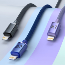 Baseus Crystal Shine Series cable USB cable for fast charging and data transfer USB Type A - Lightning 2.4A 1.2m purple 