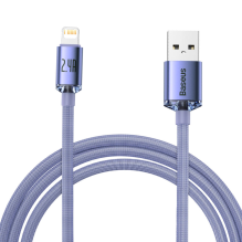 Baseus Crystal Shine Series cable USB cable for fast charging and data transfer USB Type A - Lightning 2.4A 2m purple (C