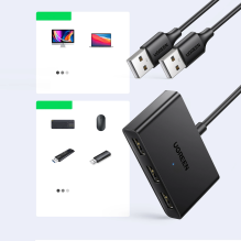 Ugreen jungiklio adapterio jungiklių dėžutė USB 2 įėjimai - 3 išėjimai juodi (CM409)