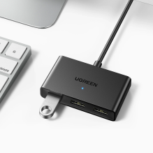 Ugreen jungiklio adapterio jungiklių dėžutė USB 2 įėjimai - 3 išėjimai juodi (CM409)