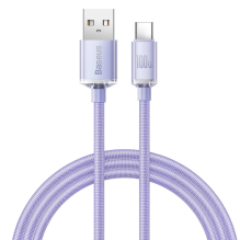 Baseus Crystal Shine Series cable USB cable for fast charging and data transfer USB Type A - USB Type C 100W 1.2m purple