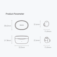 „Baseus Bowie E2 TWS Bluetooth 5.2“ belaidės ausinės, atsparios vandeniui IP55 juodos spalvos (NGTW090001)
