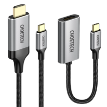 Choetech kit adapter HUB USB Type C - HDMI 2.0 (3840 x 2160 @ 60Hz) gray (HUB-H12) + USB cable Type C - HDMI (3840 x 216