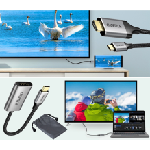 Choetech kit adapter HUB USB Type C - HDMI 2.0 (3840 x 2160 @ 60Hz) gray (HUB-H12) + USB cable Type C - HDMI (3840 x 216