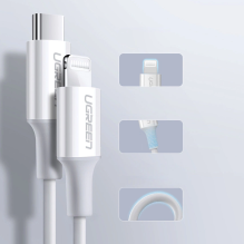 Ugreen US171 Lightning – USB-C PD laidas 20W 3A 480Mb/s 1,5m – baltas