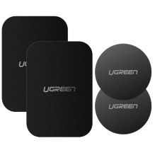 Ugreen LP123 50416 round / rectangular metal plates for magnetic phone holders - black (4 pcs)