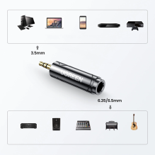 Ugreen adapter 3.5mm audio adapter (male) to 6.35mm mini jack (female) gray (AV168)