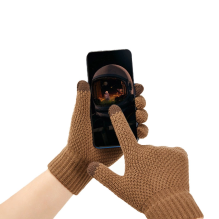 Woven winter phone gloves - gray