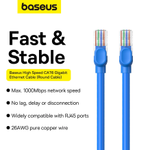 Baseus High Speed Cat 6 RJ-45 1000Mb / s Ethernet cable 5m round - blue