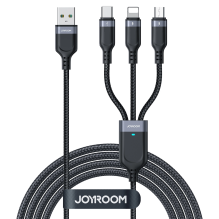 Joyroom Multi-Use Series S-A18 3in1 USB-A - Lightning / USB-C / mikro USB laidas 0,3 m - juodas