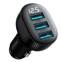 Joyroom JR-CCD03 3.4A car charger with 3x USB-A display - black