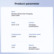 Joyroom Pioneer Series SA31-CC5 USB-C / USB-C cable 240W 1.2m - black