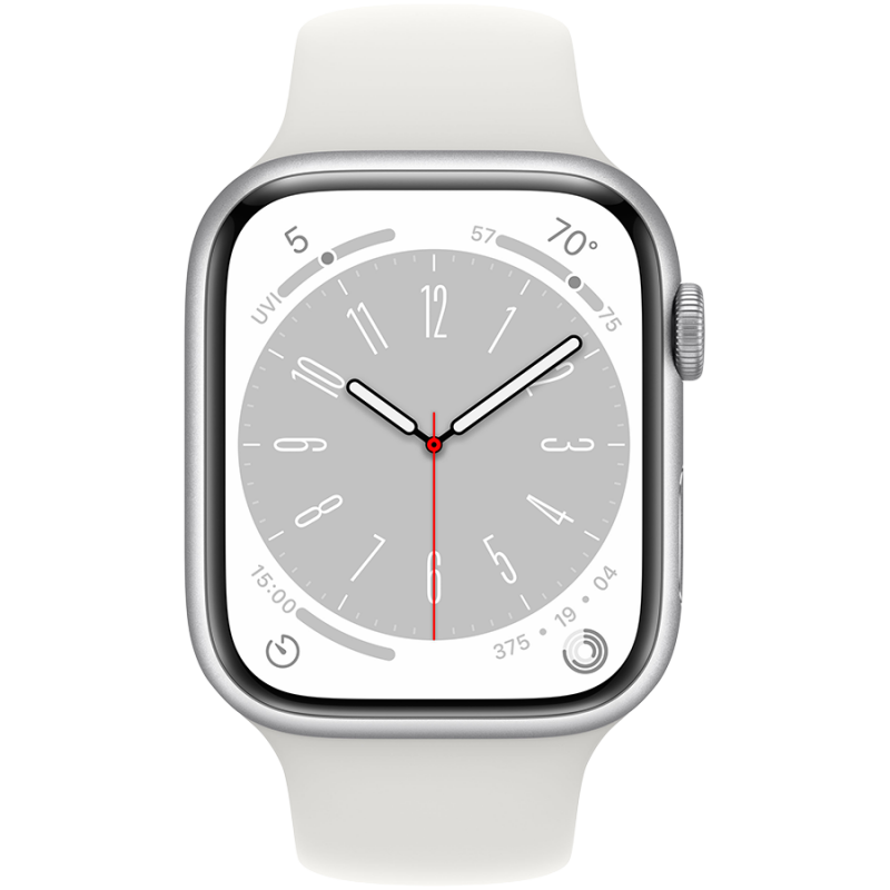 Apple Watch Series 8 GPS 45mm Silver Aluminium Case with White