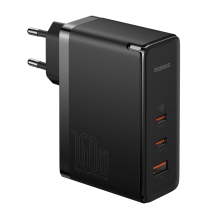 Baseus GaN5 Pro GaN charger 2x USB-C / USB-A 160W - black + USB-C - USB-C 240W cable - black