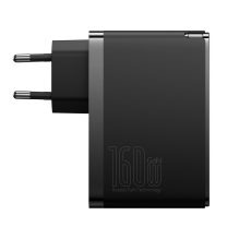 Baseus GaN5 Pro GaN charger 2x USB-C / USB-A 160W - black + USB-C - USB-C 240W cable - black