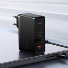 Baseus GaN5 Pro GaN įkroviklis 2x USB-C / USB-A 160W - juodas + USB-C - USB-C 240W laidas - juodas