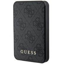 Guess Powerbank 15W GUPB5LP4GEGK 5000mAh juoda / juoda 4G odinis metalinis logotipas