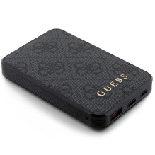 Guess Powerbank 15W GUPB5LP4GEGK 5000mAh juoda / juoda 4G odinis metalinis logotipas