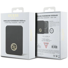 Guess MagSafe 4G Strassed Metal Logo indukcinis maitinimo blokas 15W 5000mAh - juodas