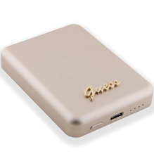 Guess MagSafe Metal Script Logo indukcinis maitinimo blokas 15W 5000mAh - auksinis